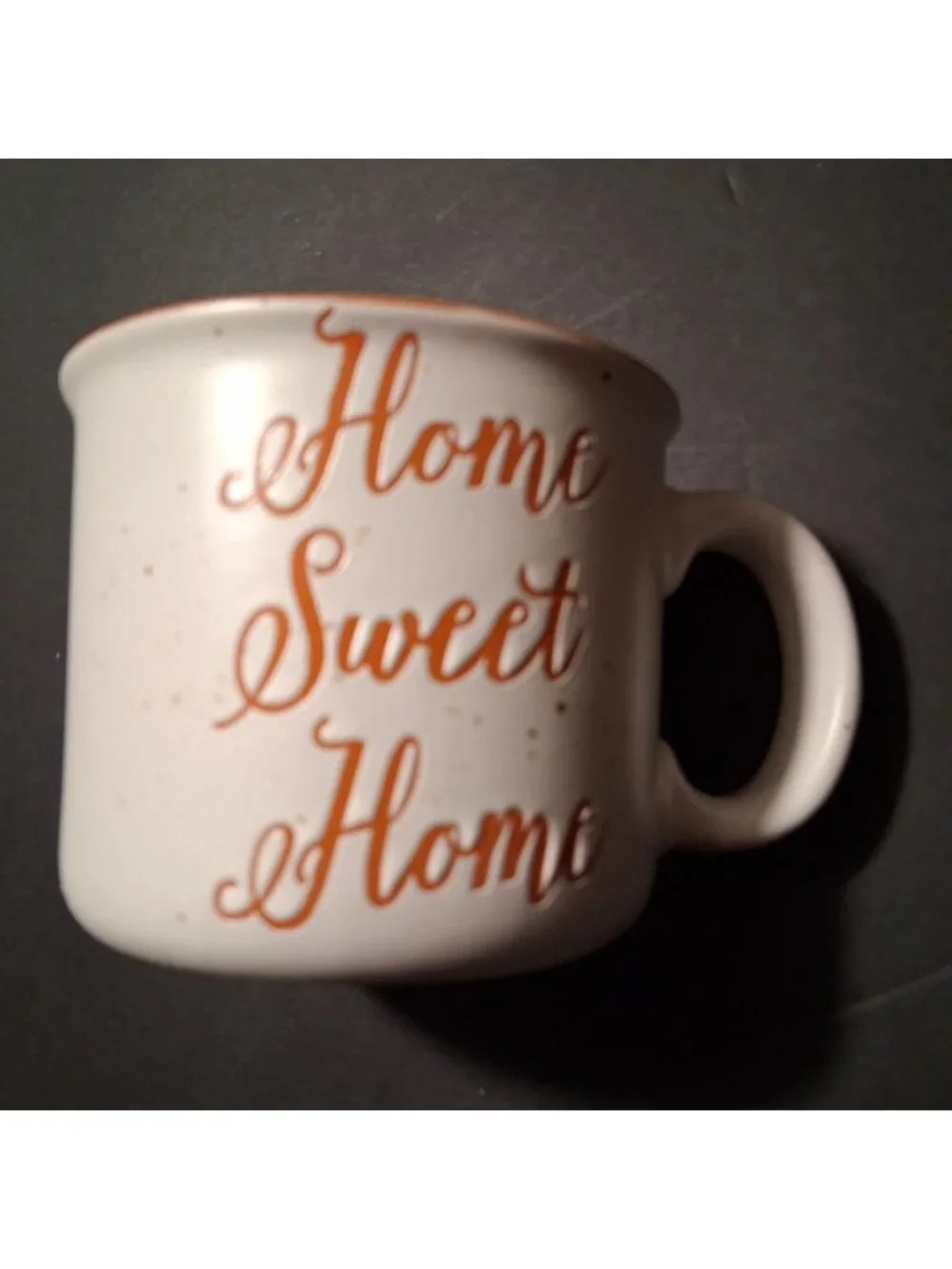 Home Sweet Home Ceramic Mug Rustic White & Orange Accent 14 Oz